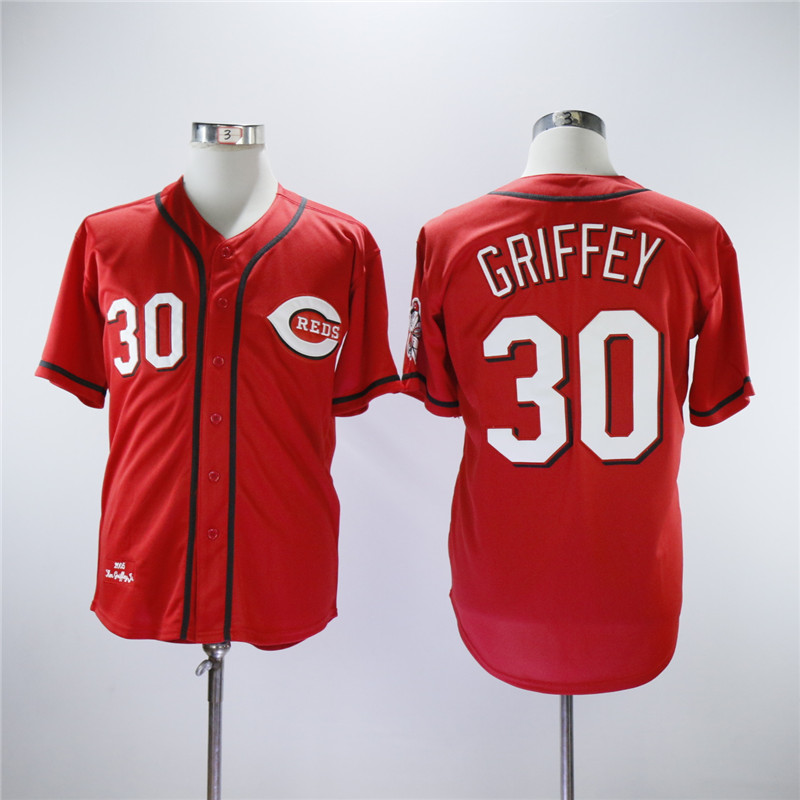 Men MLB Cincinnati Reds #30 Griffey red throwback jerseys->cincinnati reds->MLB Jersey